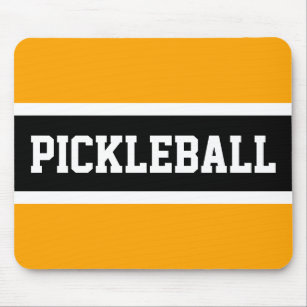 Sporty Block PICKLEBALL Text Gelbe schwarze Streif Mousepad