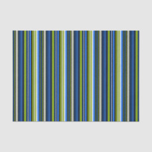 Sporty Blue Green Strip Tissue Paper Seidenpapier