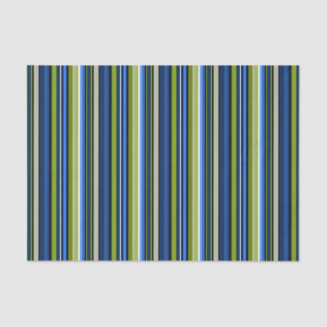 Sporty Blue Green Strip Tissue Paper Seidenpapier (Vorderseite)