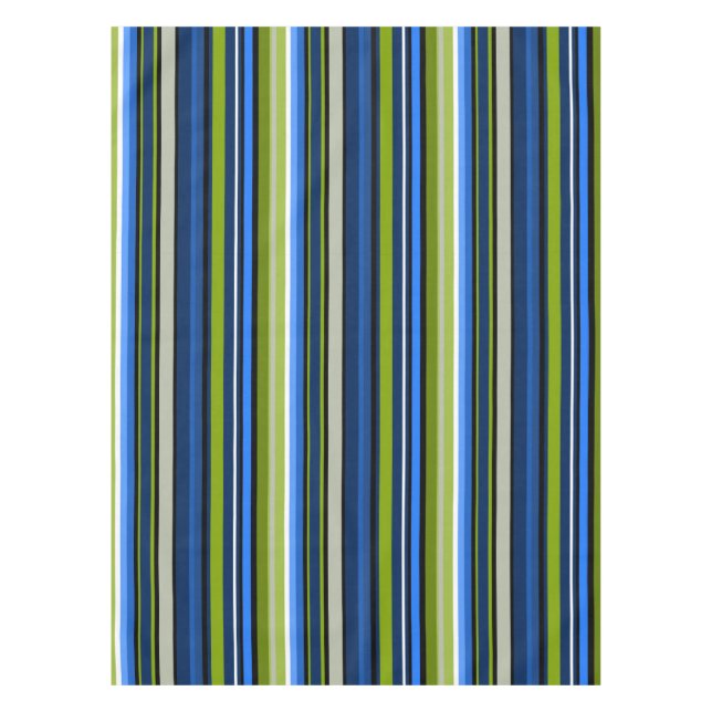 Sporty Blue Green Stripes Tablecloth Tischdecke (Vorderseite)