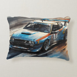 Sporty Blue Racing Auto Dekokissen