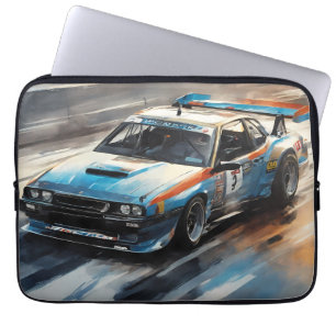 Sporty Blue Racing Auto Laptopschutzhülle
