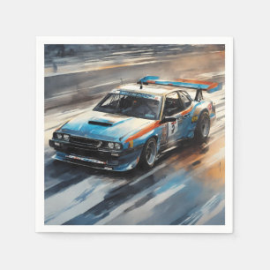 Sporty Blue Racing Auto Serviette