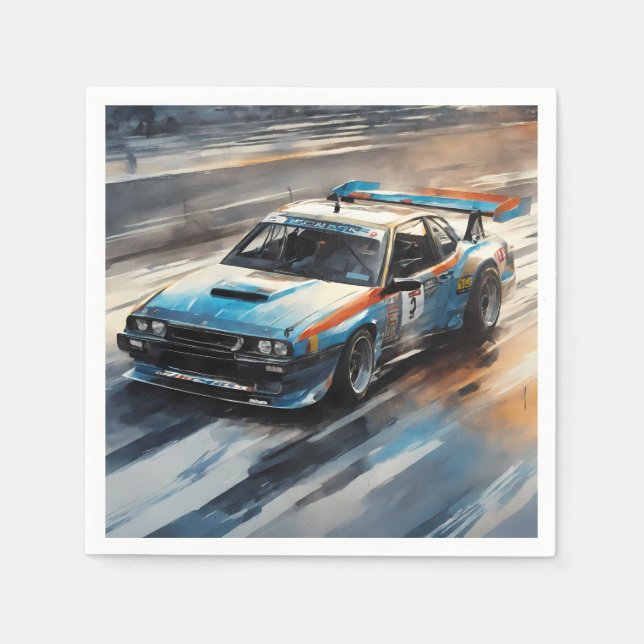 Sporty Blue Racing Auto Serviette (Vorderseite)