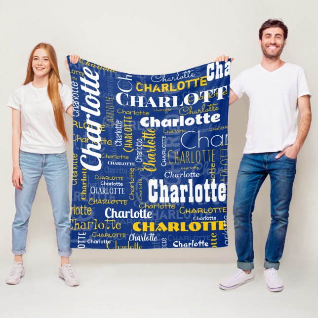 Sporty Blue Yellow Name Wiederholung Muster Stadio Fleecedecke (Beispiel)