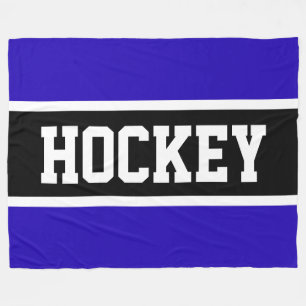 Sporty Bold Black Bright Blue White HOCKEY Streife Fleecedecke