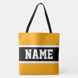 Sporty Bold Bright Yellow Schwarz-weiß Stripes Tex