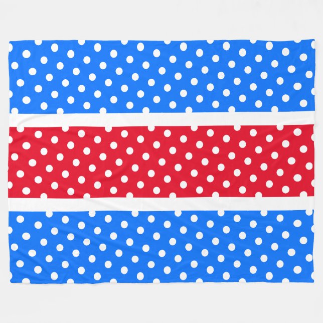 Sporty Bold grell Red White Dottes Stripes Fleecedecke (Vorderseite (Horizontal))