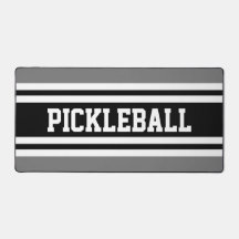 Sporty Bold Grey Black PICKLEBALL Stripes Text