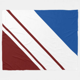 Sporty Bold Red White Deep Blue Racing Streifen Fleecedecke