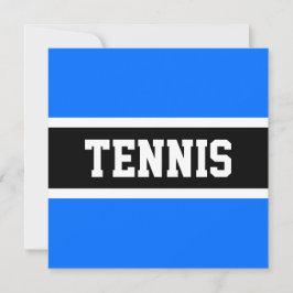 Sporty Bright Blue Bold Black Stripes TENNIS Text