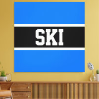 Sporty Bright Blue Schwarz-weiß Winter SKI Streife