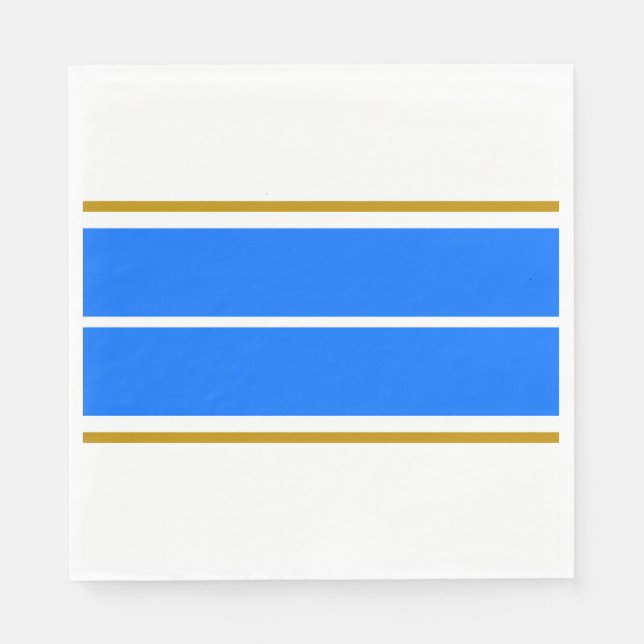 Sporty Bright Blue Wide Racing Streifen auf Weiß Serviette (Vorderseite)