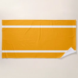 Sporty Bright Golden Yellow Orange White Stripes Strandtuch