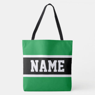 Sporty Bright Green Black Stripes Athletic Text