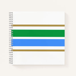 Sporty Bright Green Blue Racing Streifen auf Weiß Notizbuch