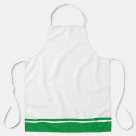 Sporty Bright Green Hem Racing Streifen auf Weiß Schürze