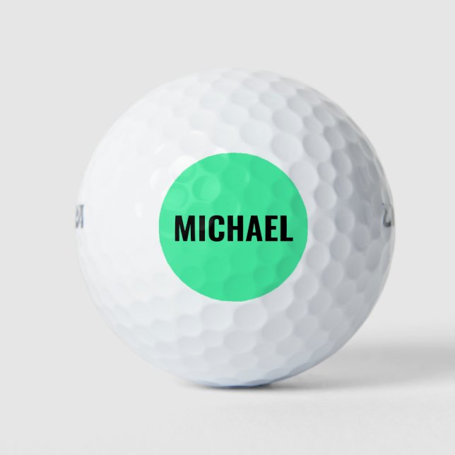 Sporty Bright Green Moderner Personalisierter Name Golfball (Vorderseite)