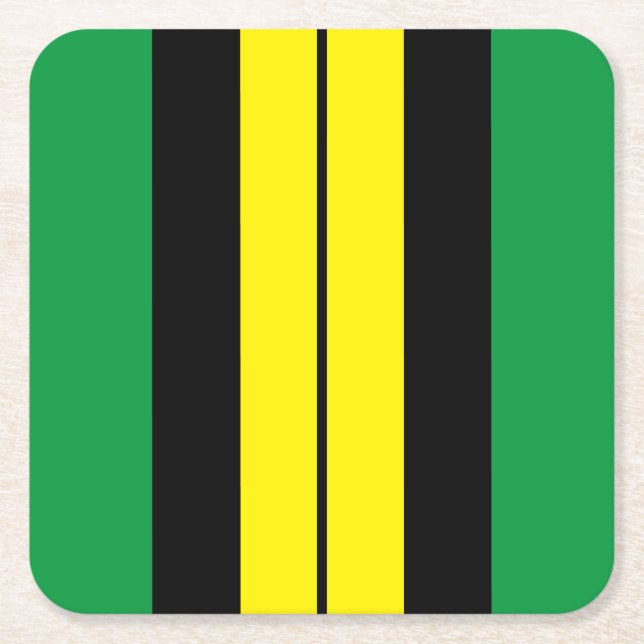 Sporty Bright Green Yellow Black Racing Stripes Rechteckiger Pappuntersetzer (Vorderseite)