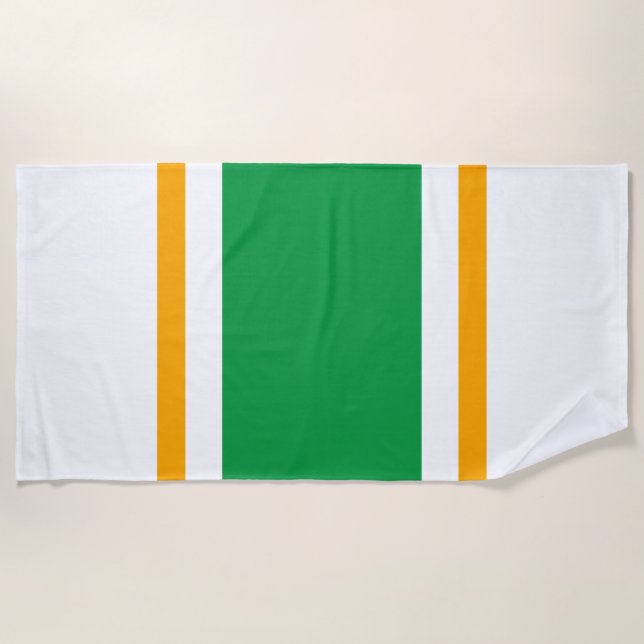 Sporty Bright Green Yellow White Racing Stripes Strandtuch (Vorderseite)