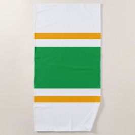 Sporty Bright Green Yellow White Racing Stripes Strandtuch