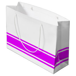 Sporty Bright PInk Base Racing Streifen auf Weiß Große Geschenktüte