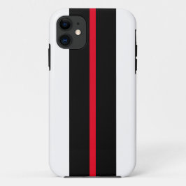 Sporty Bright Red Black Racing Streifen auf Weiß Case-Mate iPhone Hülle