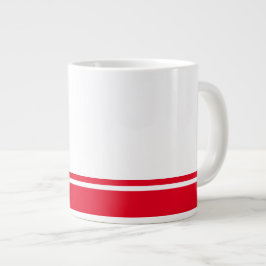 Sporty Bright Red Bottom Racing Streifen auf Weiß Jumbo-Tasse