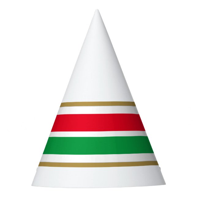 Sporty Bright Red Green Racing Streifen auf Weiß Partyhütchen (Vorderseite)