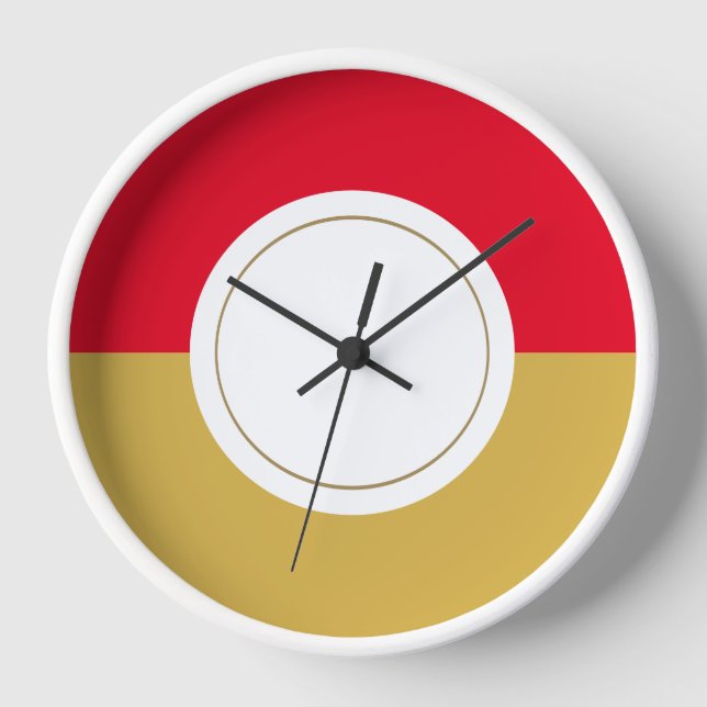 Sporty Bright Red Mustard Rim White Center Circle Uhr (Vorderseite)