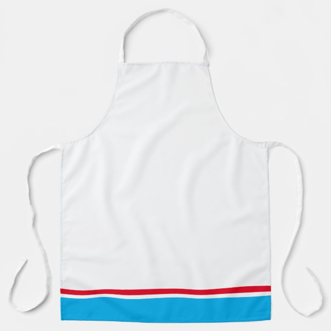 Sporty Bright Red Sky Blue Racing Streifen auf Wei Schürze (Vorderseite)