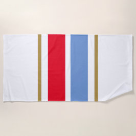 Sporty Bright Red White Light Blue Racing Streifen Strandtuch