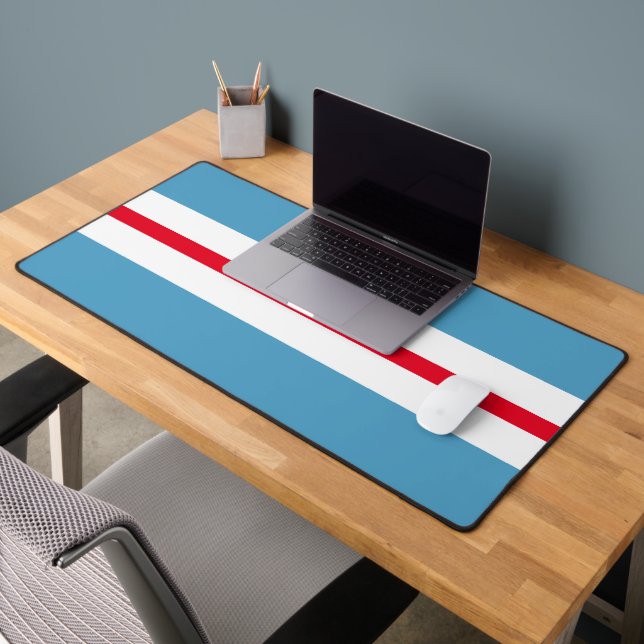 Sporty Bright Red White Ocean Blue Racing Streifen Schreibtischunterlage (Büro 2)