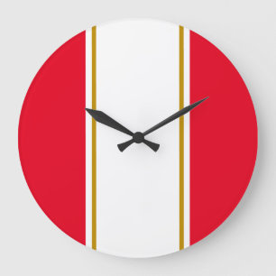 Sporty Bright Red White Racing Stripes Große Wanduhr