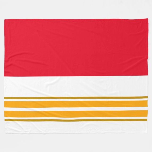 Sporty Bright Red White Twin Yellow Racing Streife Fleecedecke (Vorderseite (Horizontal))