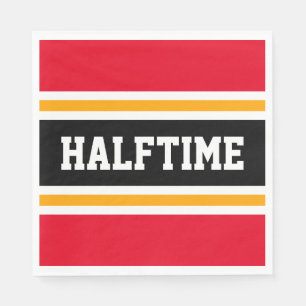 Sporty Bright Red Yellow Black HALFTIME Streifen Serviette