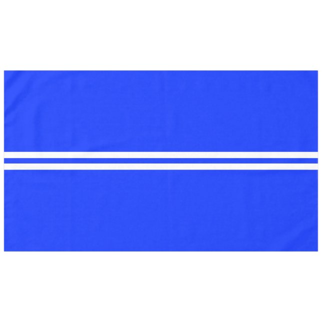 Sporty Bright Royal Blue Twin White Racing Streife Tischdecke (Vorderseite (Horizontal))