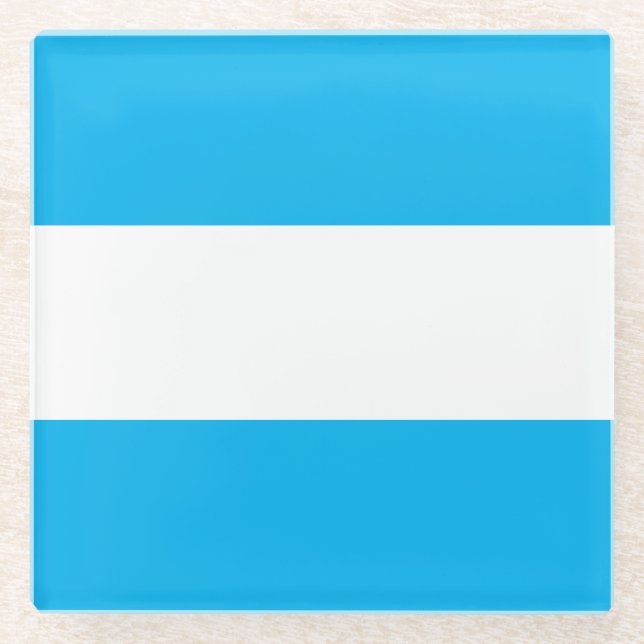 Sporty Bright Sky Blue White Wide Summer Stripes Glasuntersetzer (Vorderseite)