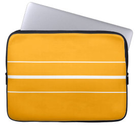 Sporty Bright Yellow Orange White Racing Streifen Laptopschutzhülle