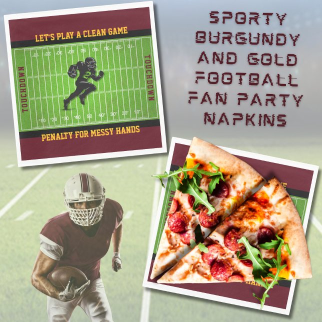 Sporty Burgundy und Gold Football Fan Napkins Serviette (Sporty Burgundy and Gold Football Fan Napkins)