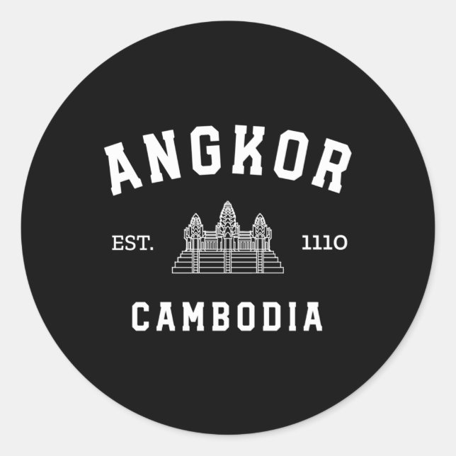 Sporty Cambodian Khmer Angkor Wat Runder Aufkleber (Vorderseite)