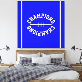 Sporty CHAMPIONS Text Stripes On Vivid Royal Blue Leinwanddruck