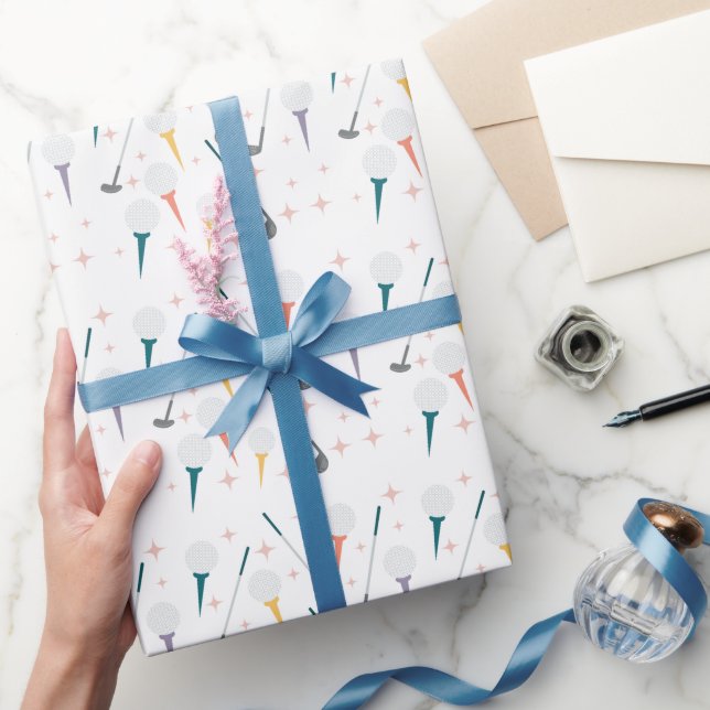 Sporty Charm Golf Themed Birthday Fun Playful Geschenkpapier (Schenken)