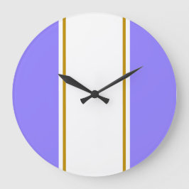 Sporty Chic Lavender White Vertikal Racing Streife Große Wanduhr