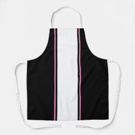 Sporty Chic Schwarz-weiße Racing Stripes Schürze