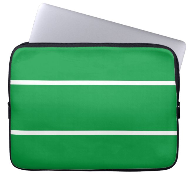 Sporty Chic White Stripes Kelly Green Hintergrund Laptopschutzhülle (Vorderseite)