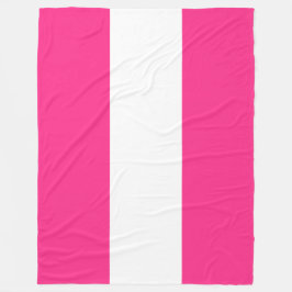 Sporty Chic Wide Bright Candy Pink Weiße Streifen Fleecedecke
