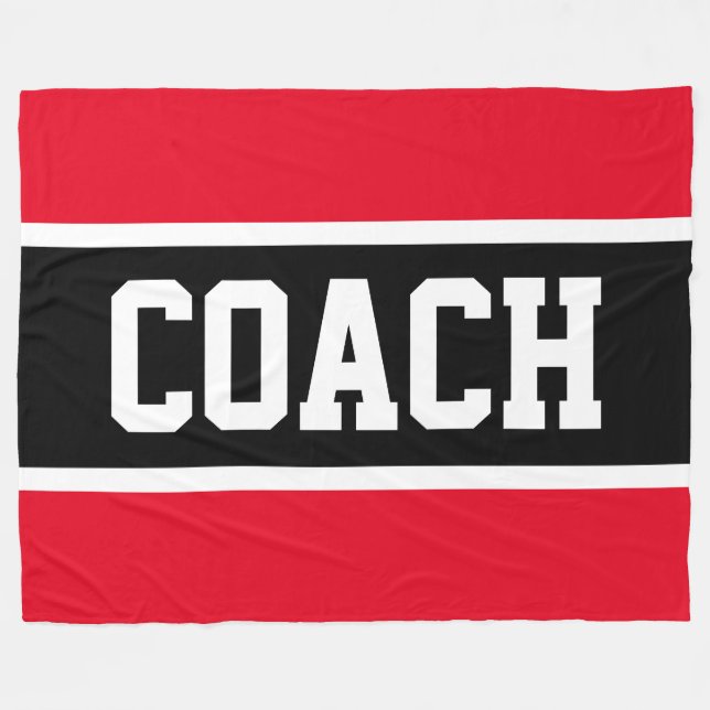 Sporty COACH Bright Red Black Athletic Strips Fleecedecke (Vorderseite (Horizontal))