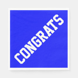 Sporty CONGRATS Text On Bright Royal Blue  Serviette