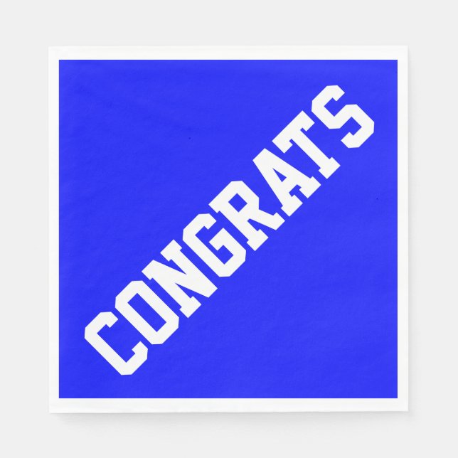 Sporty CONGRATS Text On Bright Royal Blue  Serviette (Vorderseite)